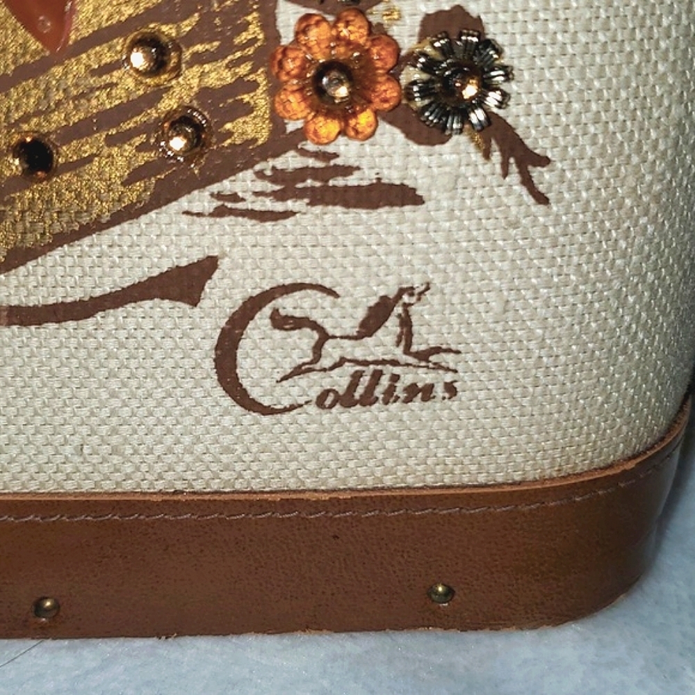 Vtg Collins of Texas Treasured Thoughts Classic Jeweled Tote Bag - Picture 6 of 16